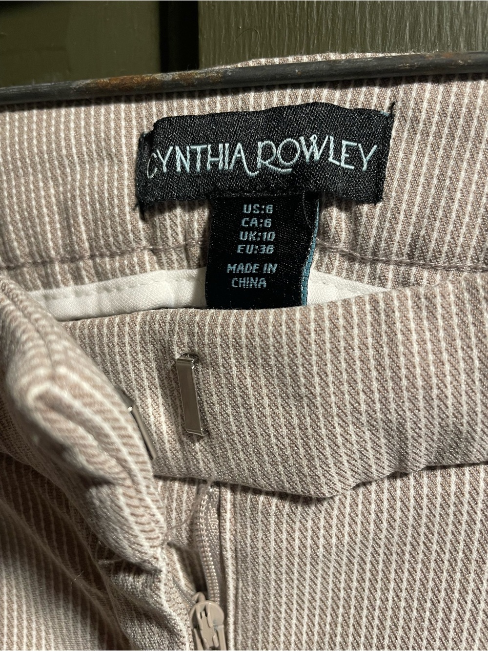 Cynthia Rowley Beige-Taupe Pinstripe Pants